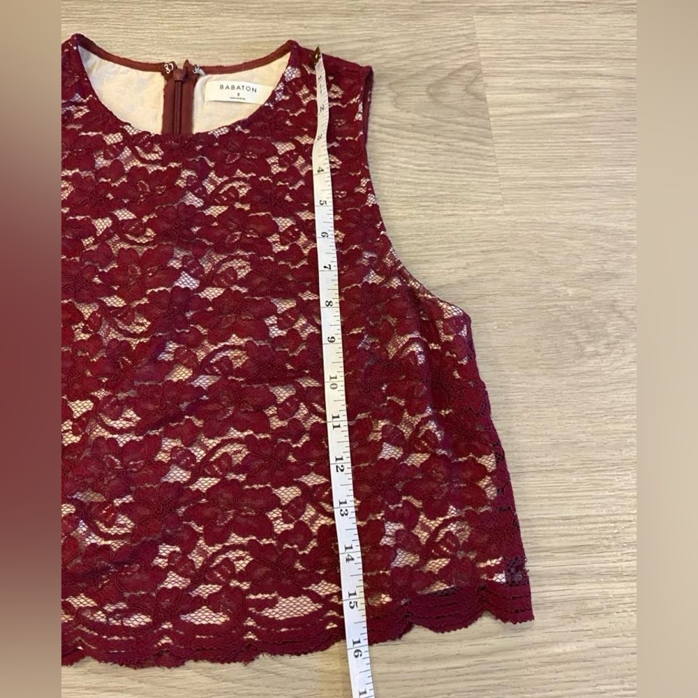 BABATON Aritzia Cute Burgundy Lace Crop Top. Size 2 - Picture 8 of 8